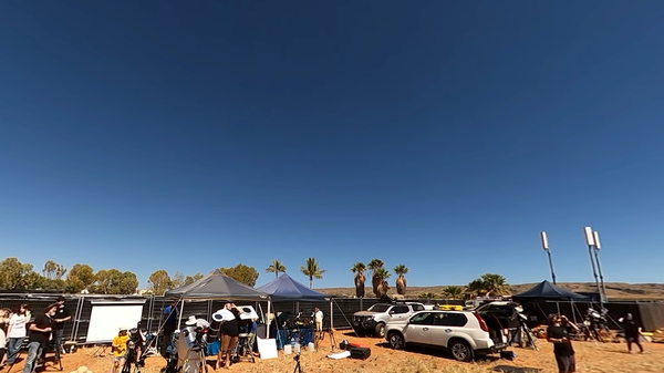 Umbral shadow on horizon, 5 minutes before totality (near Exmouth, Australia, April 2023).