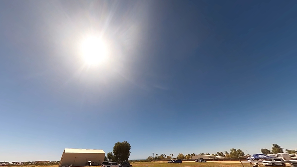 Umbral shadow on horizon, 5 minutes after totality (near Exmouth, Australia, April 2023).