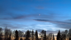 Venus shines brightly near the horizon