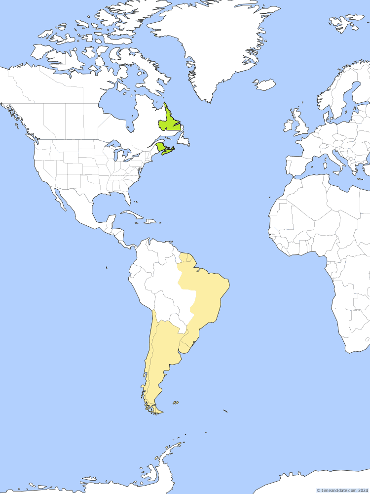 Time zone map of ADT