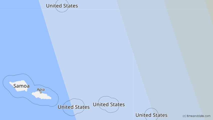 A map of American Samoa, showing the path of the 8 Apr 2024 Total Solar Eclipse