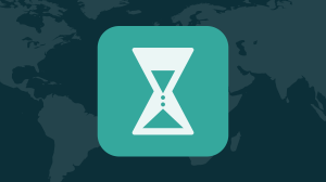 Illustration of an app icon, showing an hourglass