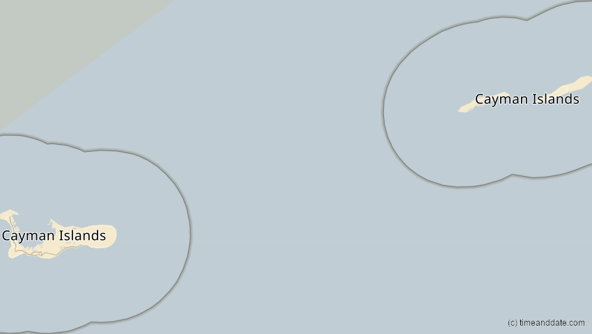 A map of Cayman Islands, showing the path of the 8 Apr 2024 Total Solar Eclipse