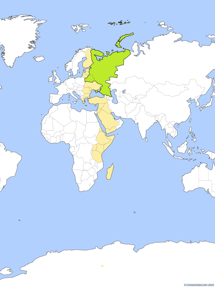 Time zone map of MSK