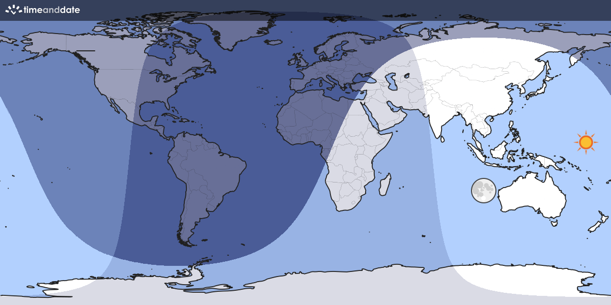 Map showing which part of the Earth the Moon is currently above the horizon at.